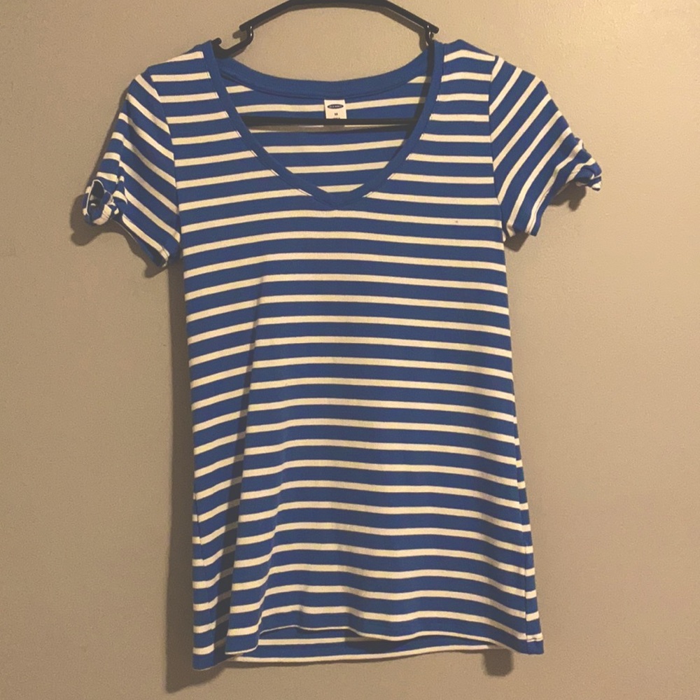 Striped V-neck top
